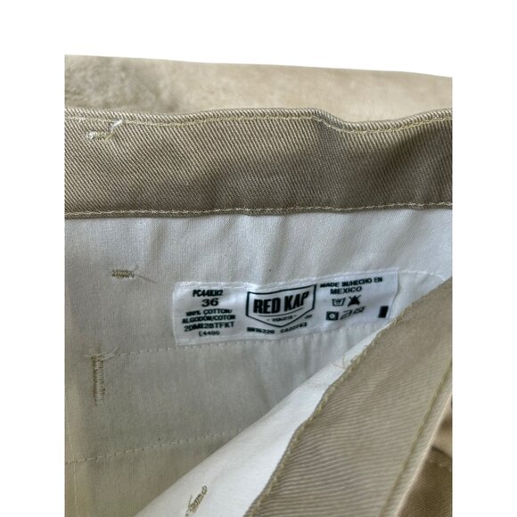 NEW Red Kap Work Pants Beige Men's 36x32 Plain Front Chino PC44KH2 Cotton - Picture 3 of 8